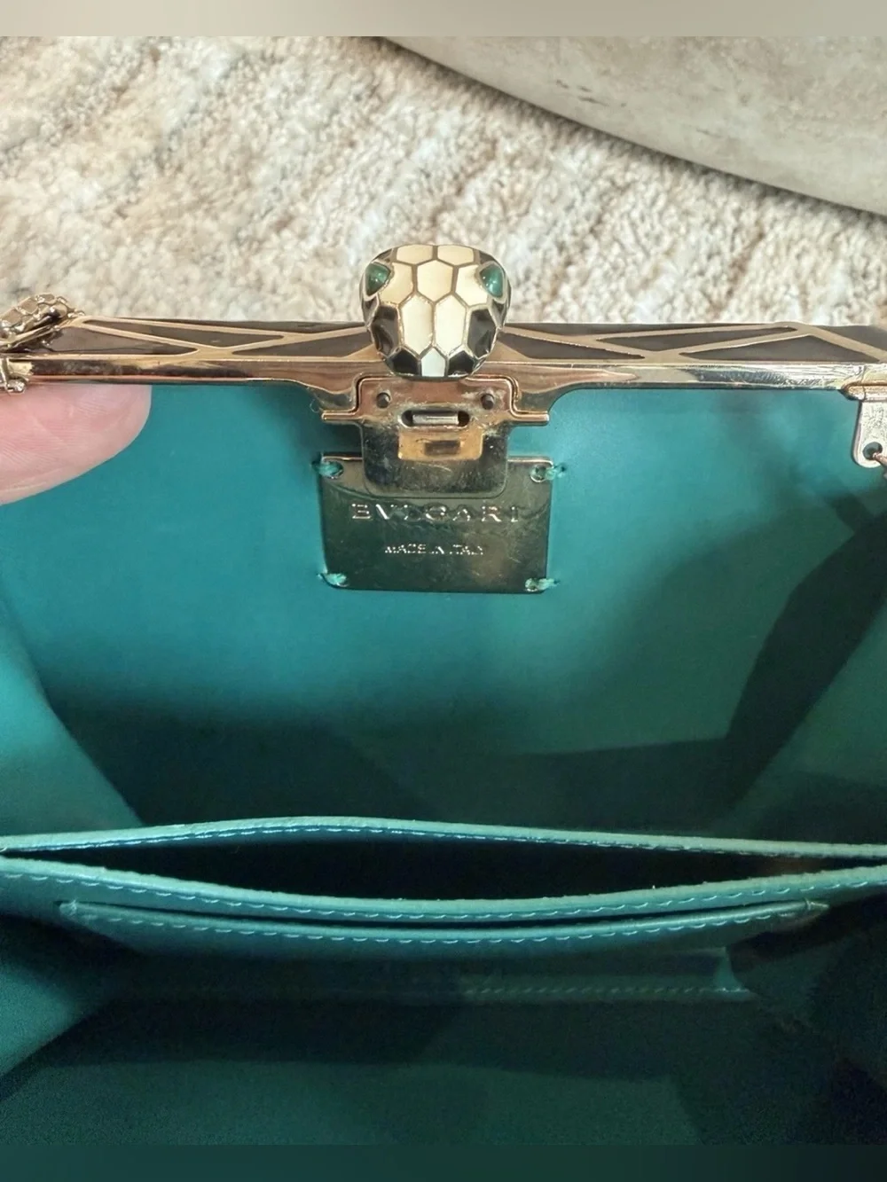 Bvlgari Serpenti Enamel Black & Gold Metal Chain Clutch Bag